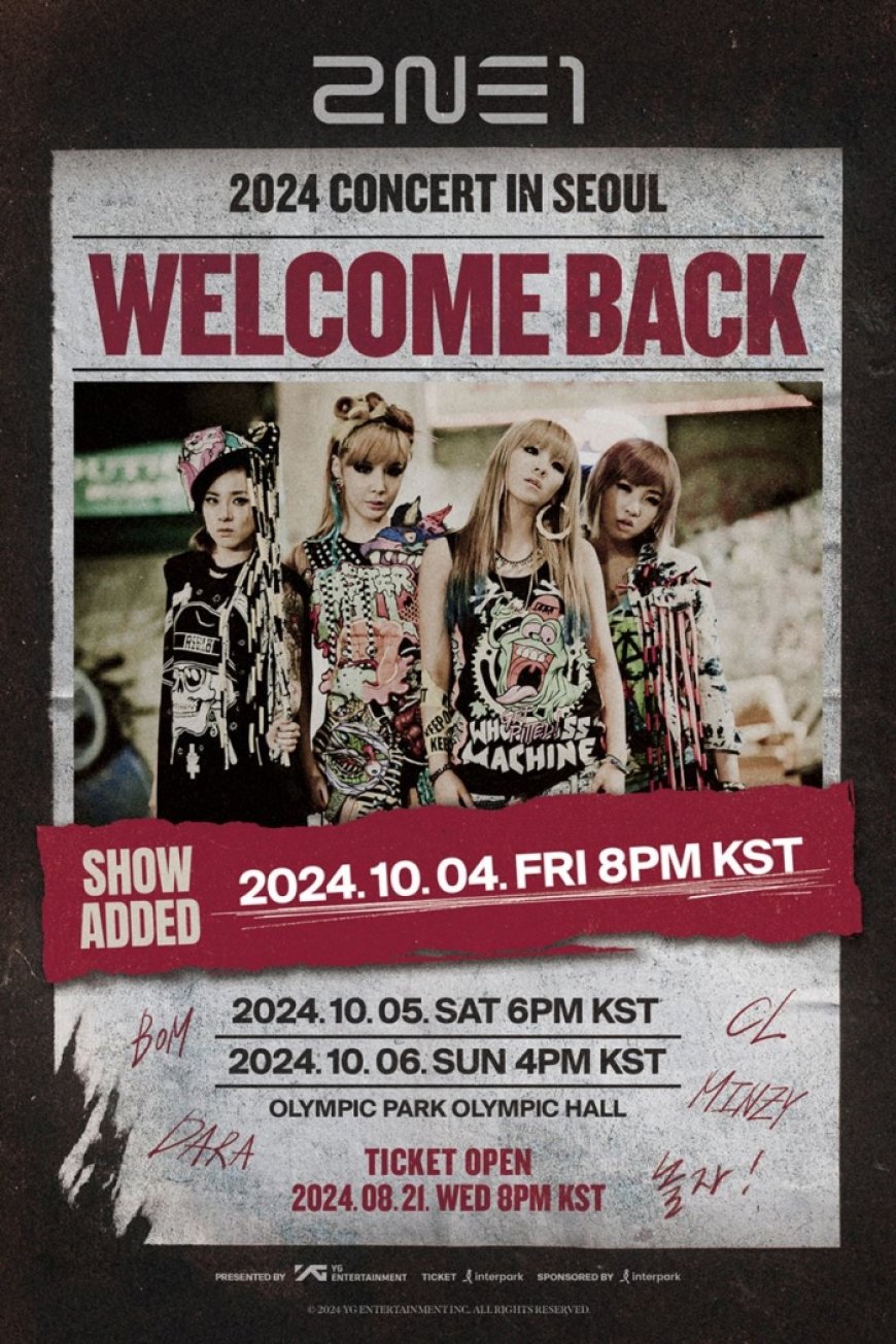 2NE1, 서울 콘서트 3회차도 전석 매진 'K팝 레전드 걸그룹' 저력 입증…10월 서울 올림픽홀→11월·12월 일본 글로벌 투어 예고